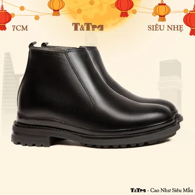 [7CM] Giày Boots Nam T101 Đen - Nhẹ Hơn và Ít Dốc Hơn