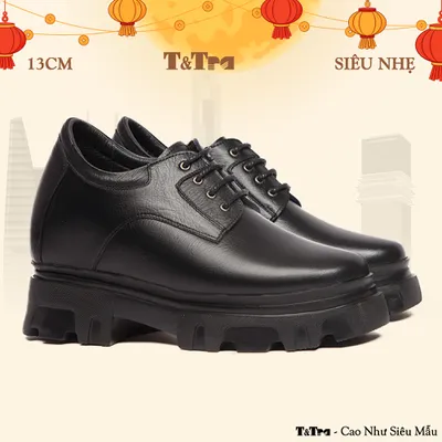 [13CM] Giày Tăng Chiều Cao Nam T167 Đen Sọc - Nhẹ Hơn và Ít Dốc Hơn