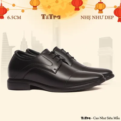 [6.5CM] Giày Cao Nam T451 Đen - Nhẹ Như Dép