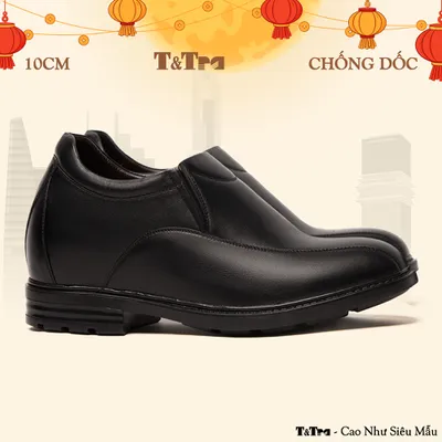 [10CM] Giày Nam Đế Cao T94 Đen - Ít Dốc Mang Thoải Mái Hơn