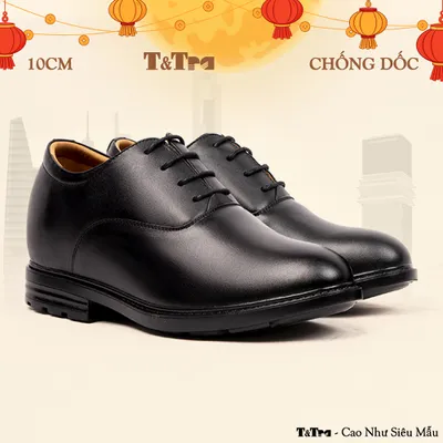 [10CM] Giày Độn Nam T98 Đen - Ít Dốc Mang Thoải Mái Hơn