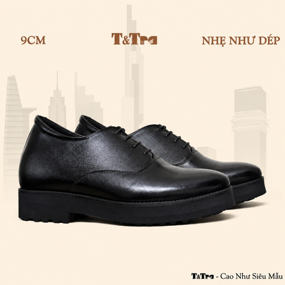 [9CM] Giày Cao Nam S1099 Đen Chunky - Nhẹ Như Dép