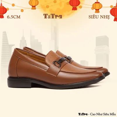 [6.5CM] Giày Cao Nam T402 Nâu Bò - Nhẹ Như Dép