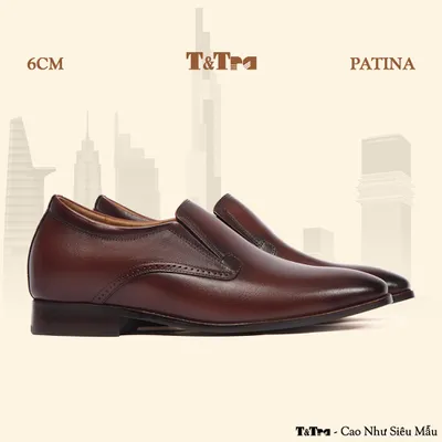 [6CM] Giày Tăng Chiều Cao Nam A215 Đỏ Đô - Đánh Màu Thủ Công Patina