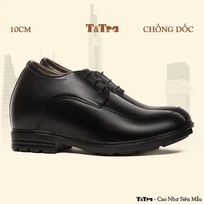 [10CM] Giày Độn Nam T91 Đen - Ít Dốc Mang Thoải Mái Hơn