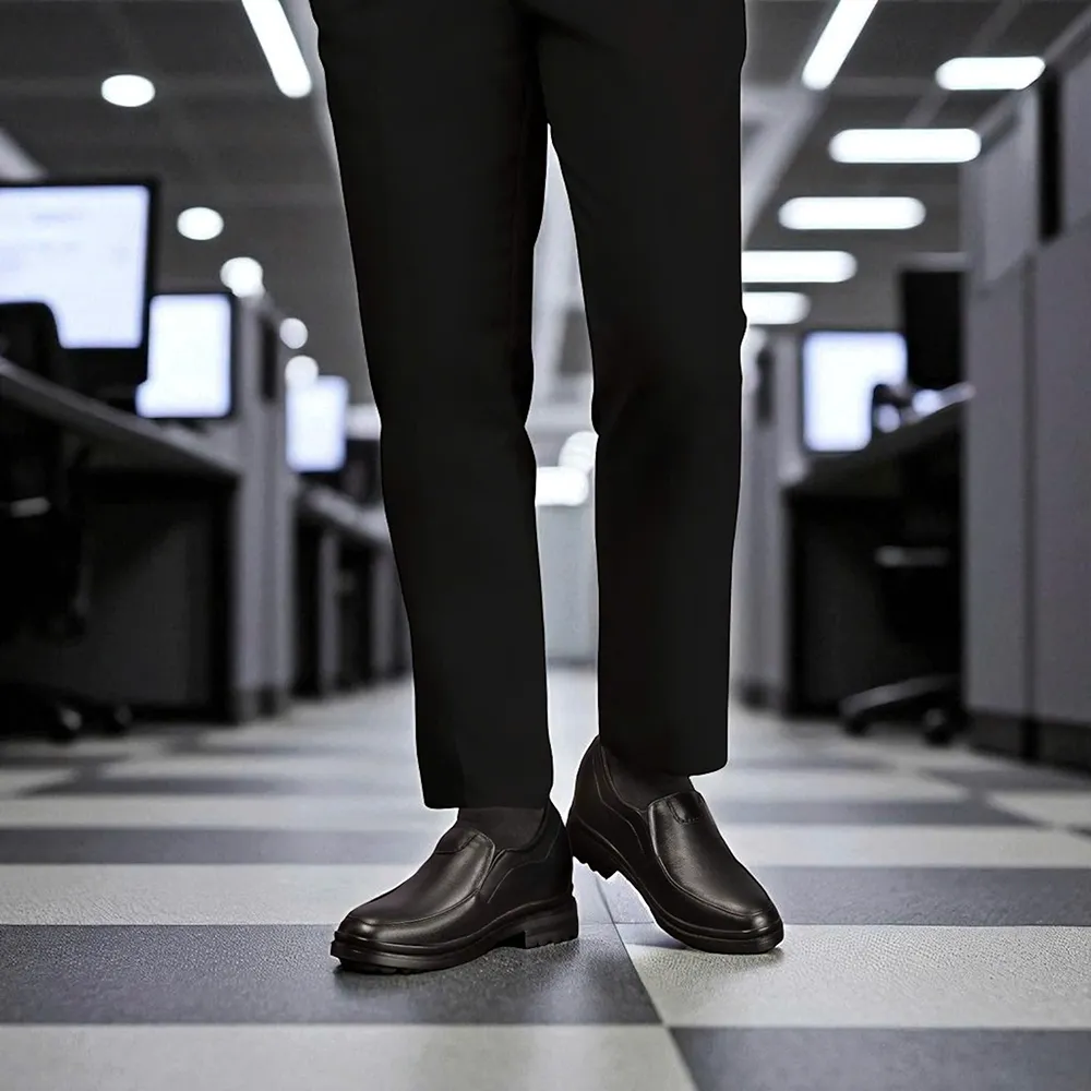 GIÀY ĐỘN NAM  SIÊU NHẸ T142 ĐEN CAO 9CM