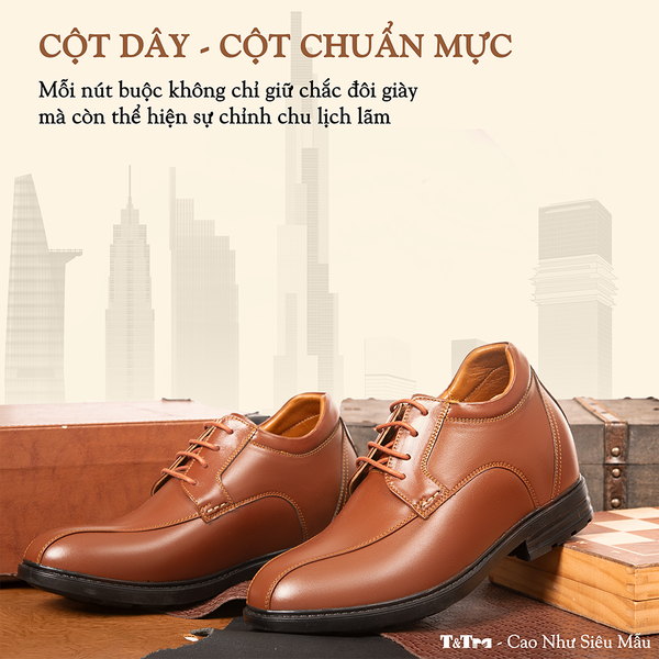 GIÀY ĐỘN NAM CAO 8CM SIÊU ÊM- CHỐNG DỐC T87  NÂU BÒ