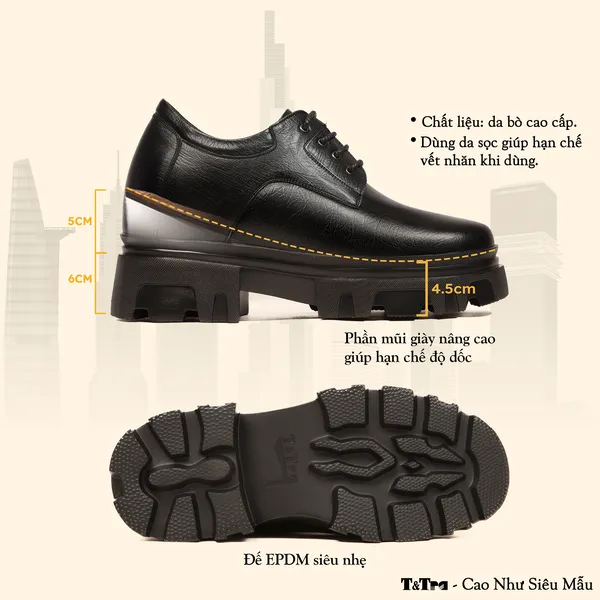 GIÀY TĂNG CHIỀU CAO NAM  SIÊU NHẸ T167 ĐEN SỌC CAO 11CM