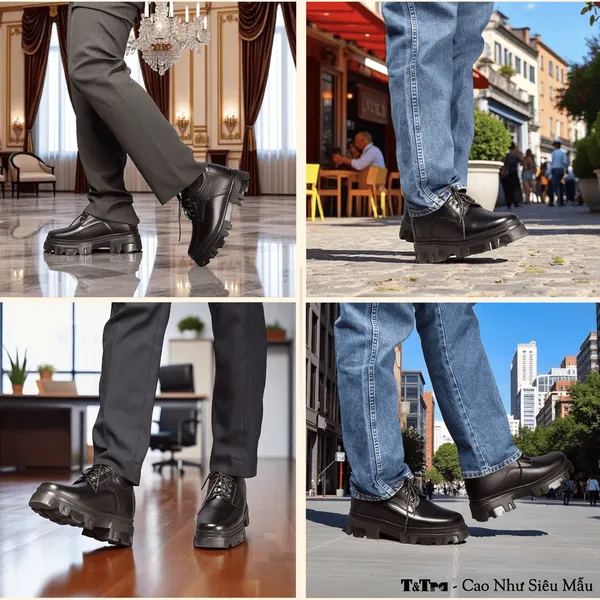 GIÀY TĂNG CHIỀU CAO NAM  SIÊU NHẸ T167 ĐEN SỌC CAO 11CM