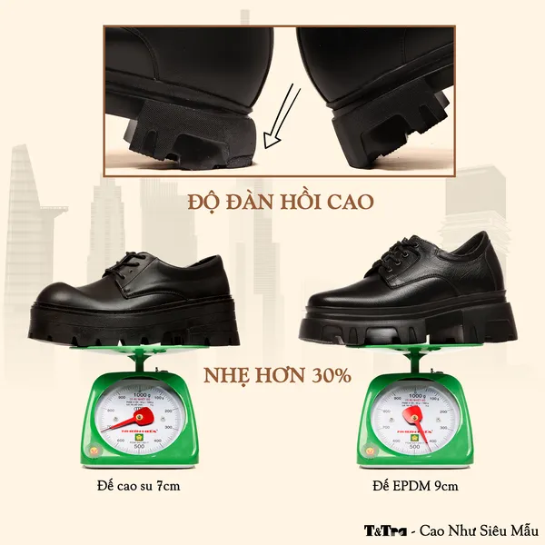 GIÀY CAO NAM  SIÊU NHẸ T167ĐS CAO 9CM
