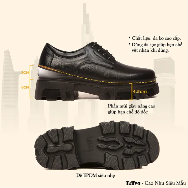 GIÀY CAO NAM  SIÊU NHẸ T167ĐS CAO 9CM