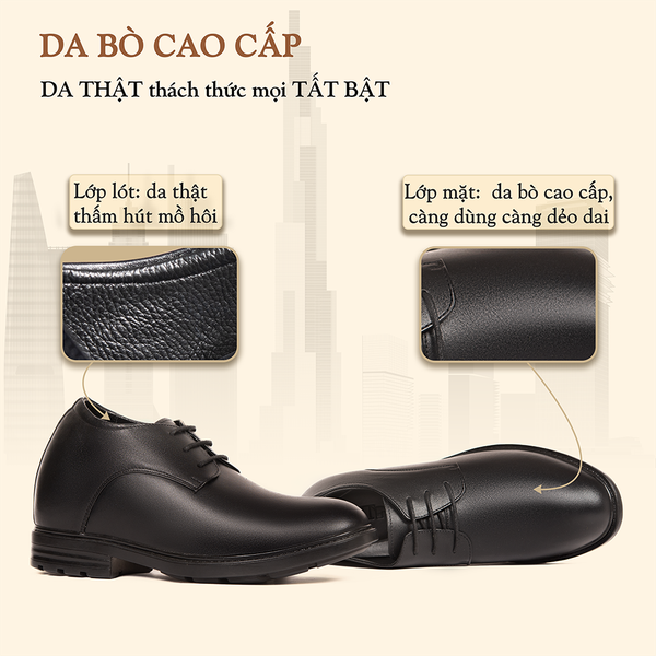 GIÀY ĐỘN NAM CAO 10CM SIÊU ÊM - CHỐNG DỐC T92 ĐEN