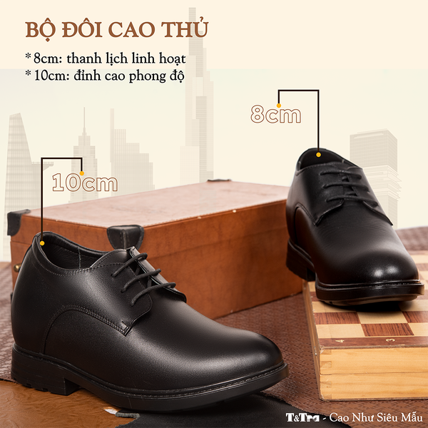 GIÀY ĐỘN NAM CAO 10CM SIÊU ÊM - CHỐNG DỐC T92 ĐEN