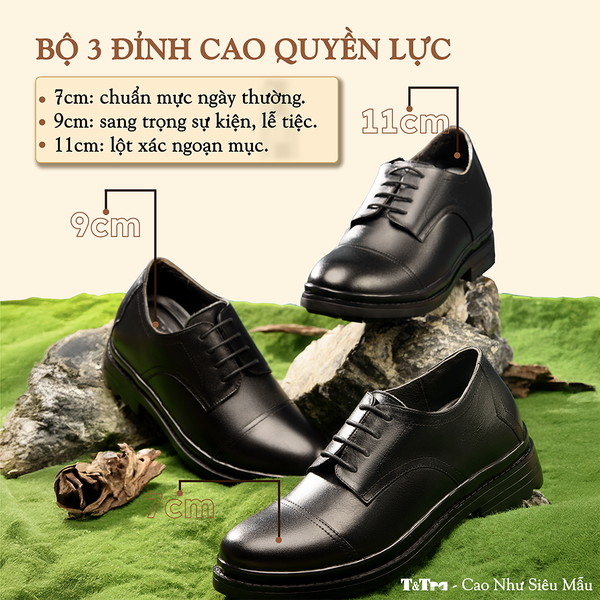 GIÀY CAO NAM  SIÊU NHẸ T121Đ CAO 11CM