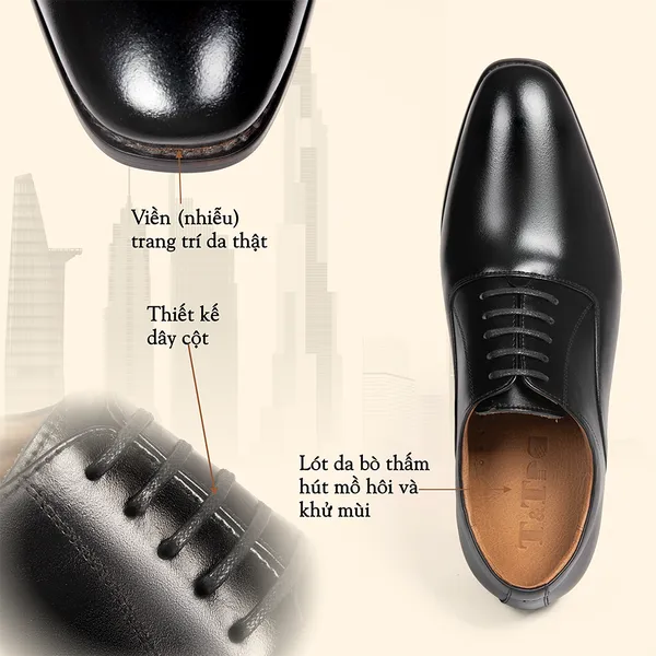 GIÀY CAO NAM A214 ĐEN 6CM