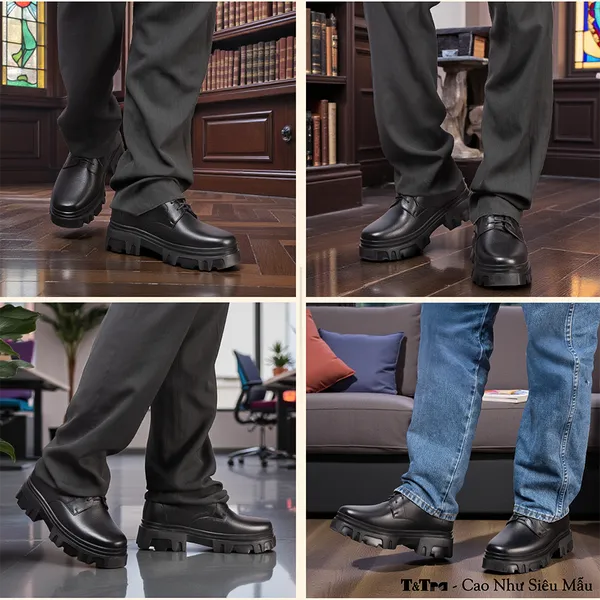 GIÀY CAO NAM  SIÊU NHẸ T112 ĐEN CAO 9CM