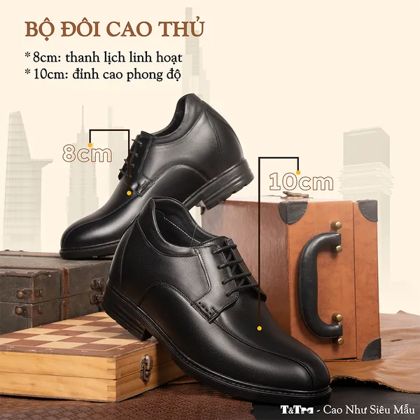 GIÀY ĐỘN NAM CAO 8CM SIÊU ÊM- CHỐNG DỐC T87 ĐEN