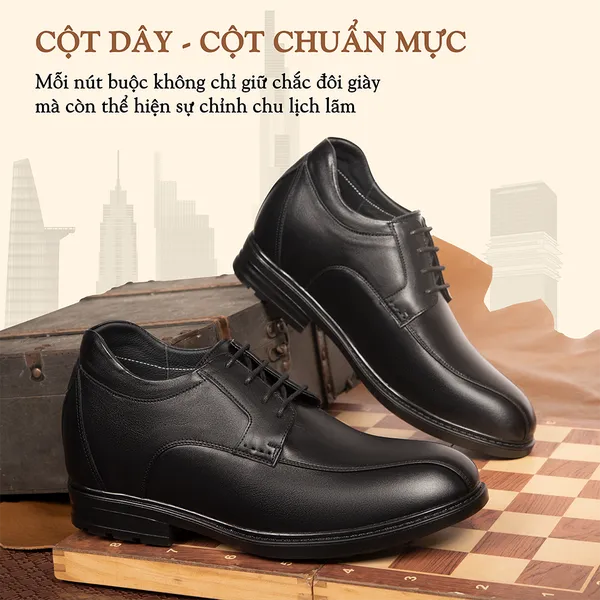 GIÀY ĐỘN NAM CAO 8CM SIÊU ÊM- CHỐNG DỐC T87 ĐEN