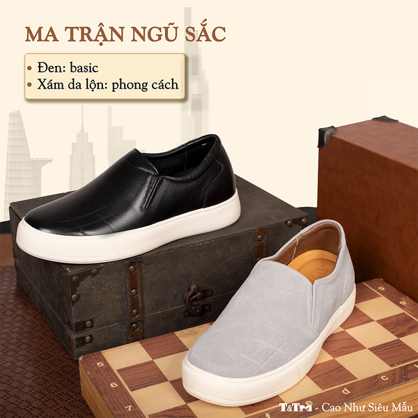 GIÀY TĂNG CHIỀU CAO NAM T145 ĐEN CAO 6CM