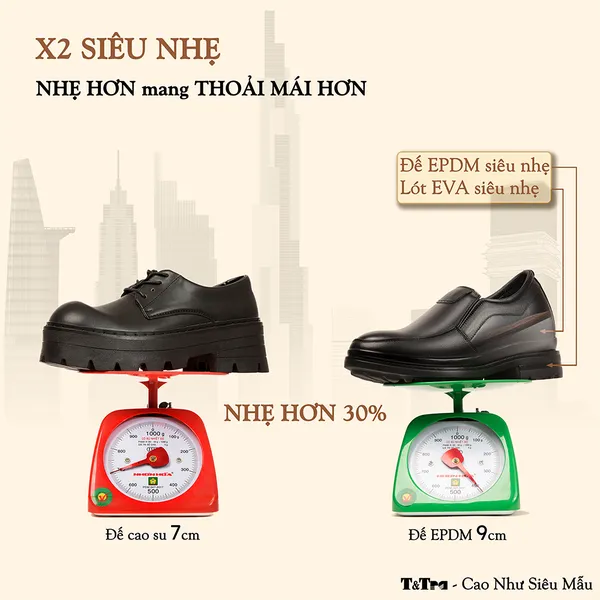 GIÀY ĐỘN NAM  SIÊU NHẸ T142 ĐEN CAO 9CM