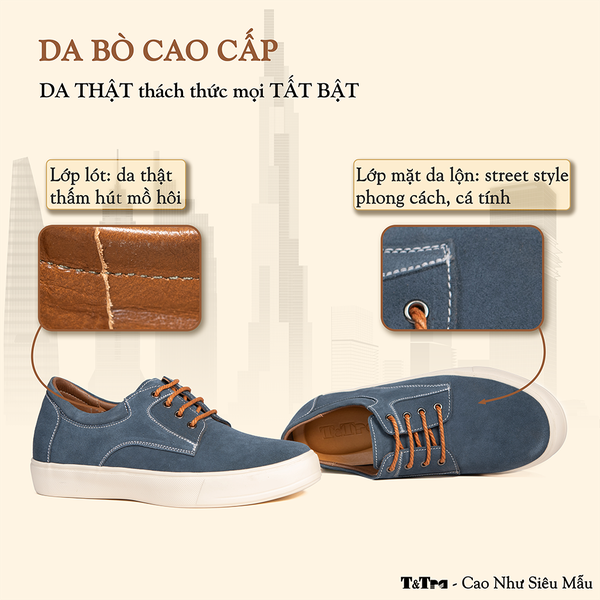 GIÀY CAO NAM T144 XANH CAO 6CM