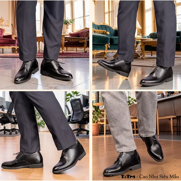 GIÀY ĐỘN NAM S1088 ĐEN 7.5CM - NHẸ NHƯ DÉP