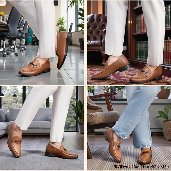 GIÀY CAO NAM T402 NÂU BÒ CAO 6.5CM