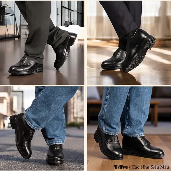 GIÀY CAO NAM SIÊU NHẸ T122Đ CAO 9CM
