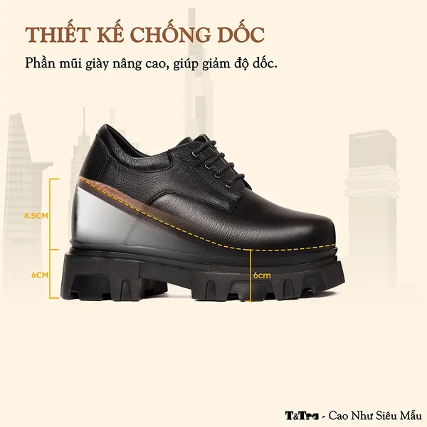 GIÀY TĂNG CHIỀU CAO NAM  SIÊU NHẸ T167 ĐEN SỌC CAO 14.5CM
