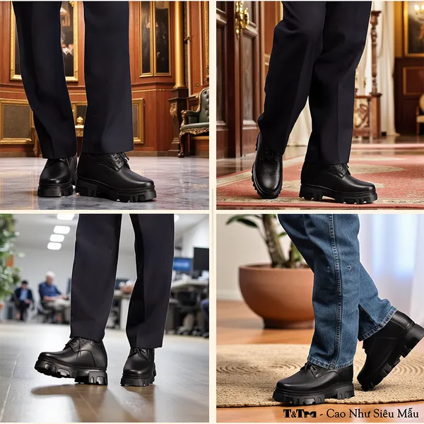 GIÀY TĂNG CHIỀU CAO NAM  SIÊU NHẸ T167 ĐEN SỌC CAO 14.5CM