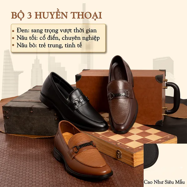 GIÀY CAO NAM T402 NÂU TỐI CAO 6.5CM