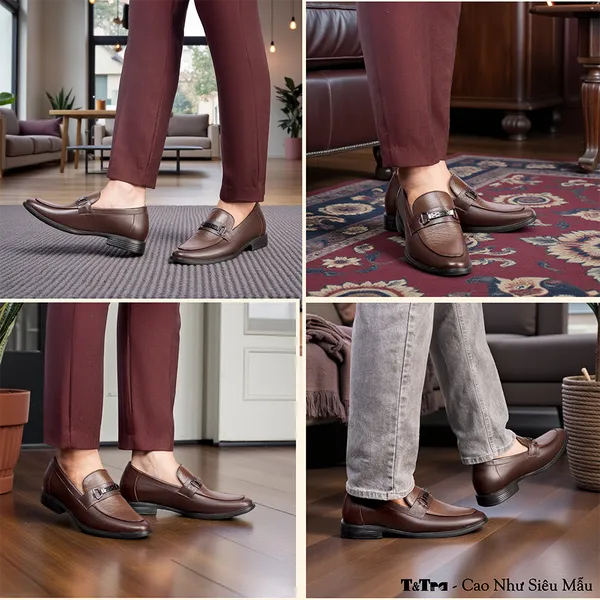 GIÀY CAO NAM T402 NÂU TỐI CAO 6.5CM