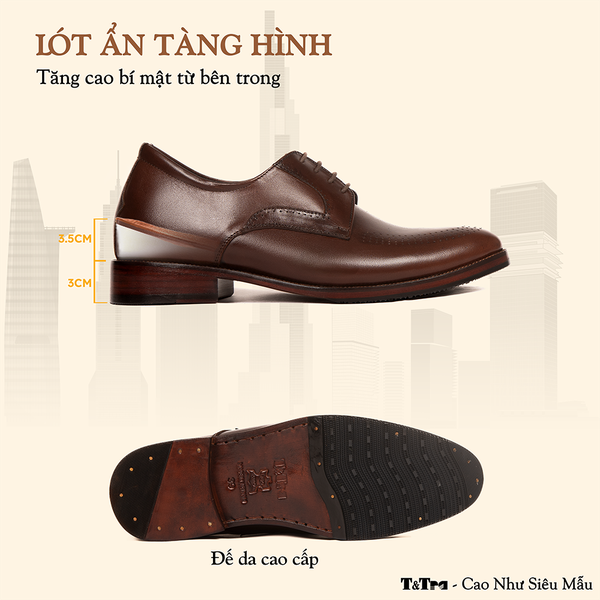 GIÀY TĂNG CHIỀU CAO NAM S2113 NÂU 6.5CM