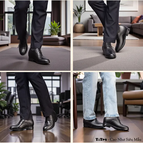 GIÀY ĐỘN NAM T96 ĐEN CAO 10CM