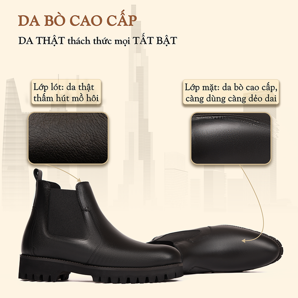 GIÀY CAO CỔ NAM SIÊU NHẸ S2077 ĐEN CAO 9CM