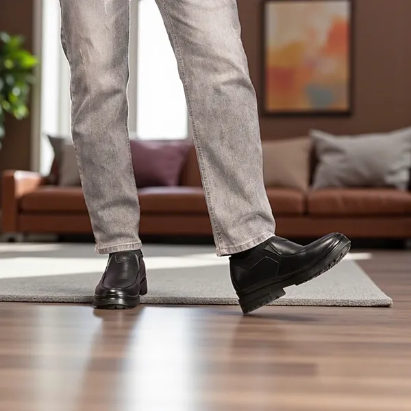 GIÀY ĐỘN NAM  SIÊU NHẸ T142 ĐEN CAO 7CM