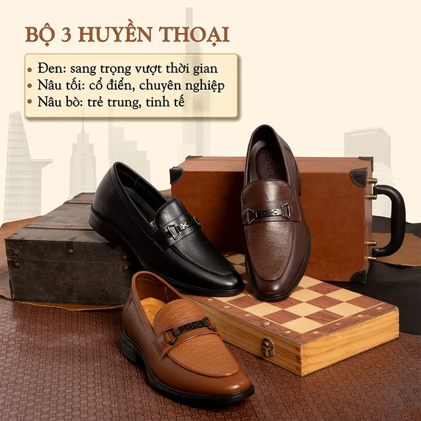 GIÀY CAO NAM T402 ĐEN CAO 6.5CM