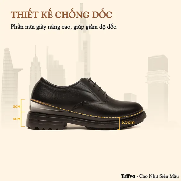 GIÀY CAO NAM SIÊU NHẸ T141 ĐEN CAO 7CM