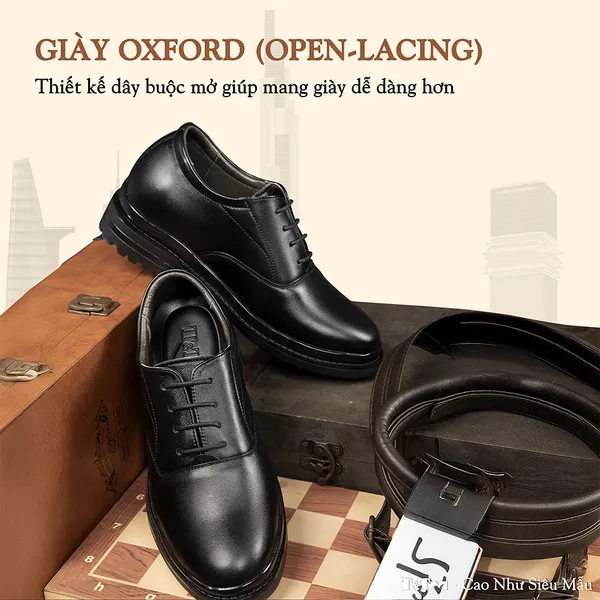 GIÀY CAO NAM SIÊU NHẸ T141 ĐEN CAO 7CM