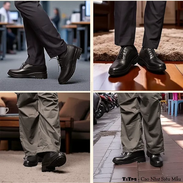 GIÀY CAO NAM SIÊU NHẸ T141 ĐEN CAO 7CM