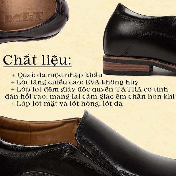 GIÀY TĂNG CHIỀU CAO NAM A201 ĐEN CAO 6CM