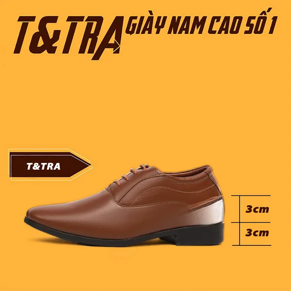 GIÀY TĂNG CHIỀU CAO NAM T08 NÂU , CAO 6CM