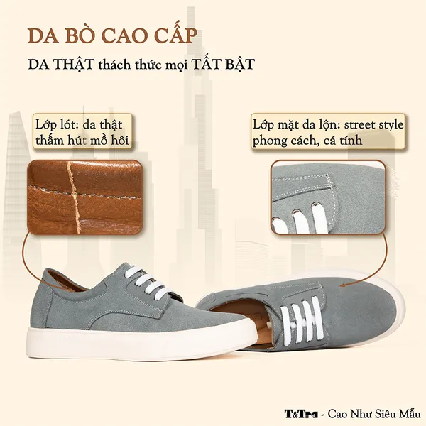 GIÀY CAO NAM T144 XANH CAO 6CM