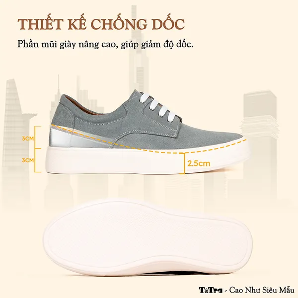 GIÀY CAO NAM T144 XANH CAO 6CM