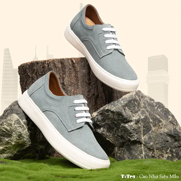 GIÀY CAO NAM T144 XANH CAO 6CM