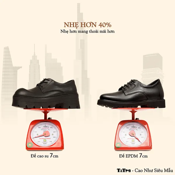 GIÀY CAO NAM T178 ĐEN SẦN CAO 7CM