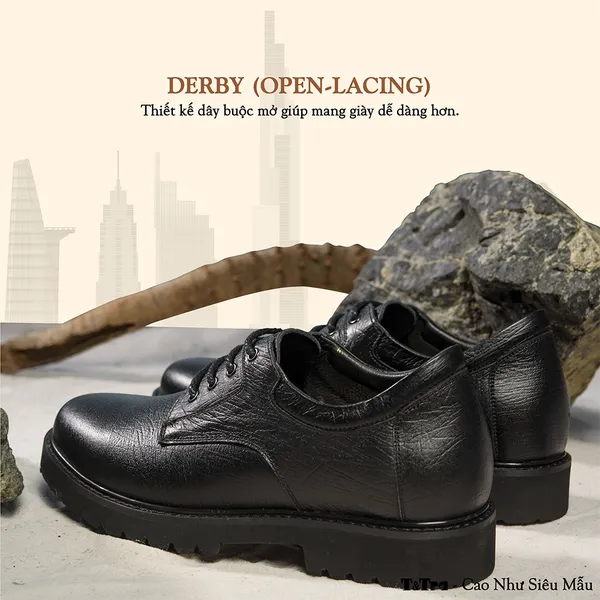 GIÀY CAO NAM T178 ĐEN SẦN CAO 7CM