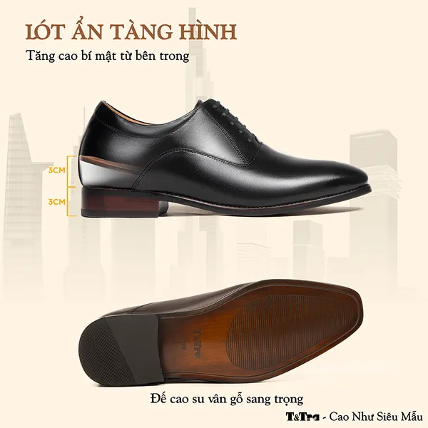 GIÀY CAO NAM A214 ĐEN 6CM