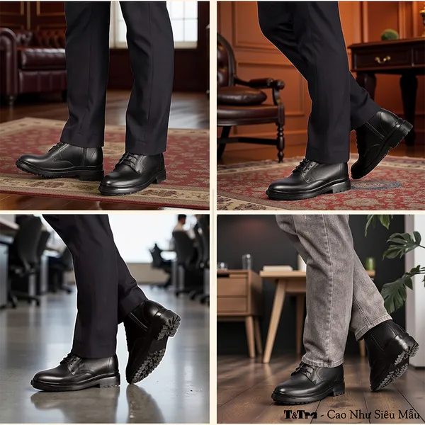 GIÀY CAO CỔ NAM SIÊU NHẸ  T102 ĐEN CAO 7CM