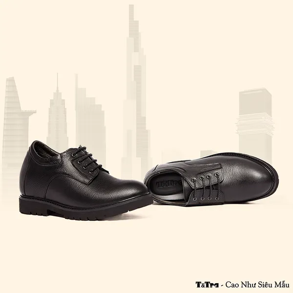 GIÀY CAO NAM T178 ĐEN SẦN CAO 9CM